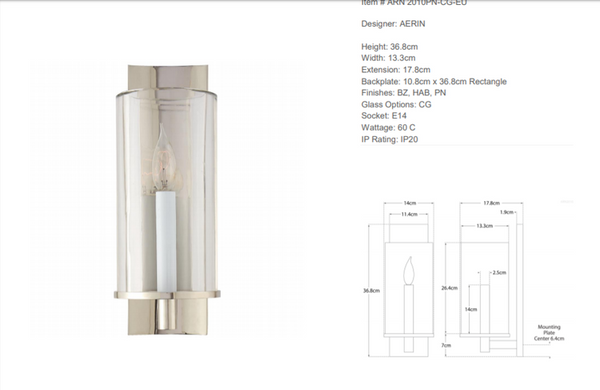 Aerin Deauville wall lamp by Visual Comfort