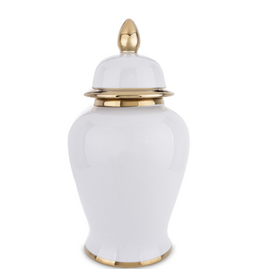 Vase L white and gold