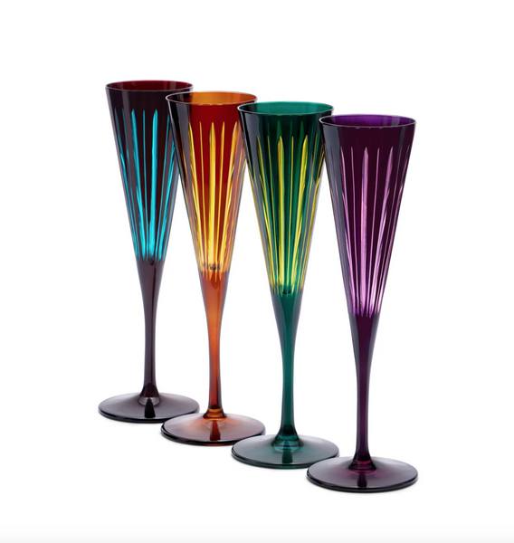 Set of four L'Objet Champagne glasses from the Prism collection