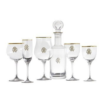 Roberto Cavalli Home wine glass, from the Monogramma (Gold) collection