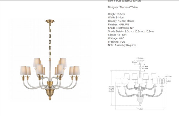 Thomas O'Brien Vivian Large Chandelier
