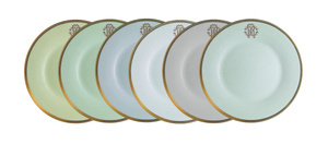 Set of six Roberto Cavalli Home bread plates, from the Lizzard (Sunrise) collection