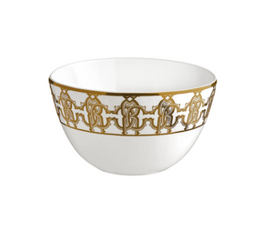 Set of six Roberto Cavalli Home rice bowls from the Monogram Gold collection