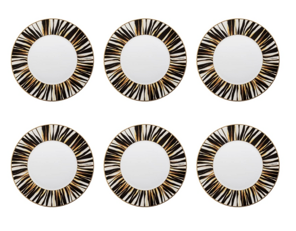 Zestaw sześciu talerzy obiadowych Roberto Cavalli Home, z kolekcji Ray of Gold