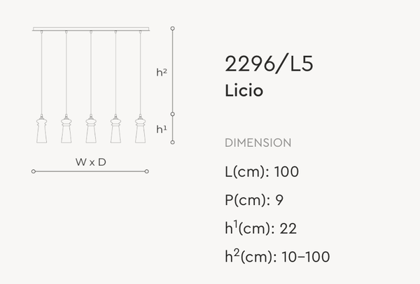 Lampa wisząca Licio 2296/L5 marki Italamp