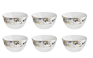 Set of six rice bowls from the Garden's Birds collection by Roberto Cavalli Home