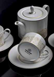 Set of six Roberto Cavalli Home tea cups from the Blooming Roses collection