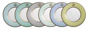 Set of six Roberto Cavalli Home dinner plates, from the Lizzard (Sunrise) collection 