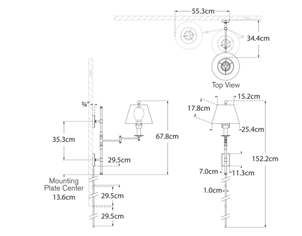 Dorchester Double Swing Arm wall lamp by Chapman & Myers Visual Comfort brand