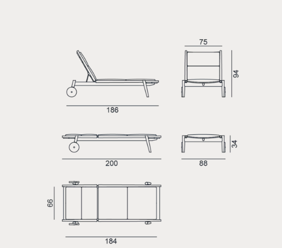 Leżak rozkładany Eidos marki Gervasoni 1882