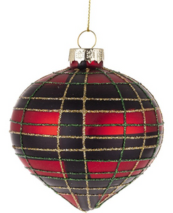Christmas decoration - black and red checkered bauble