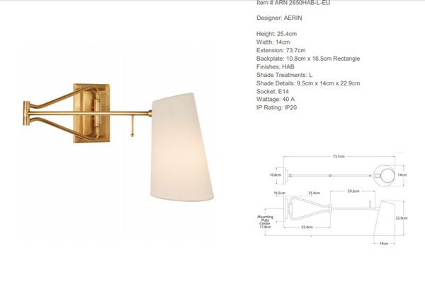 Aerin Keil Swing Arm wall lamp
