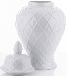 Vase White Geometry M 