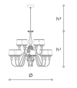 Quarzo chandelier 725/8+4 by Italamp