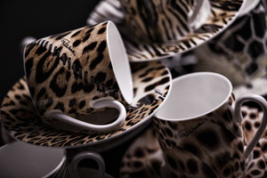 Set of six Roberto Cavalli Home coffee cups, from the Africa collection