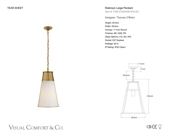 Thomas O'Brien Robinson Large pendant lamp by Visual Comfort