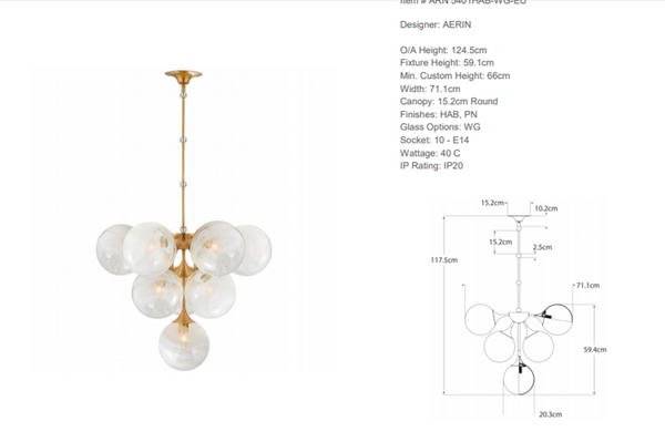 Żyrandol Aerin Wharton Cristol marki Visual Comfort