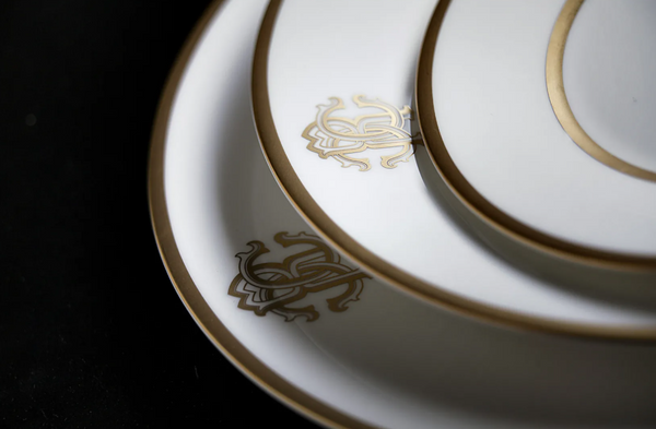Set of six Roberto Cavalli Home rice bowls from the Silk Gold collection
