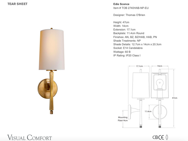 Thomas O'Brien Edie wall lamp
