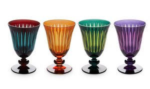 Set of four L'Objet wine glasses from the Prism collection