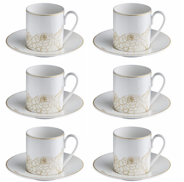 Set of six Roberto Cavalli Home coffee cups from the Blooming Roses collection