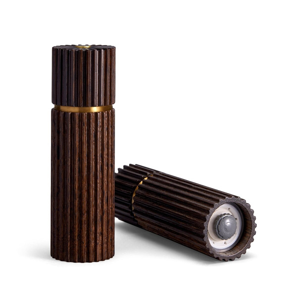 L'Objet salt and pepper shaker, from the Ionic Smoked Oak collection