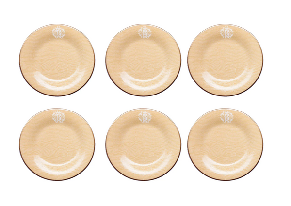 Zestaw sześciu talerzyków do pieczywa lub masła marki Roberto Cavalli Home z kolekcji Lizzard Gold