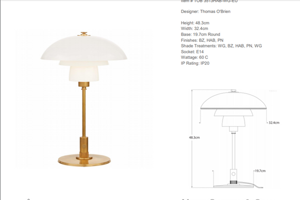 Lampa stołowa Thomas O'Brien Whitman marki Visual Comfort