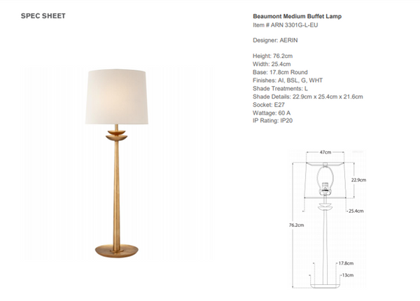 Lampa stołowa Aerin Beaumont Medium marki Visual Comfort