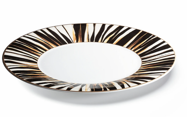 Set of six Roberto Cavalli Home dinner plates from the Ray of Gold collection
