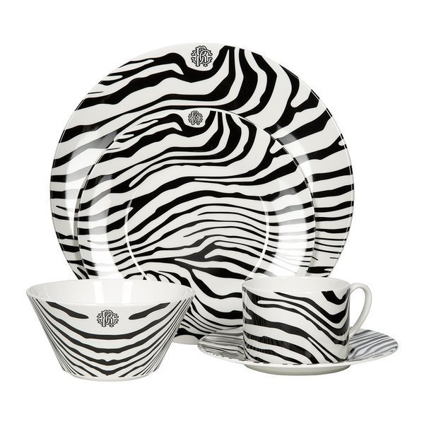 Roberto Cavalli Home dessert plate, from the Zebrage collection