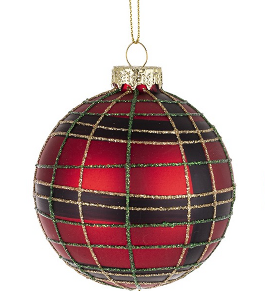 Christmas decoration - black and red checkered bauble