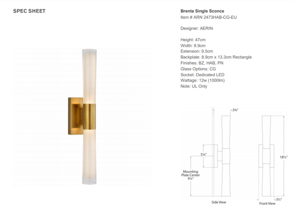 Aerin Brenta wall lamp by Visual Comfort