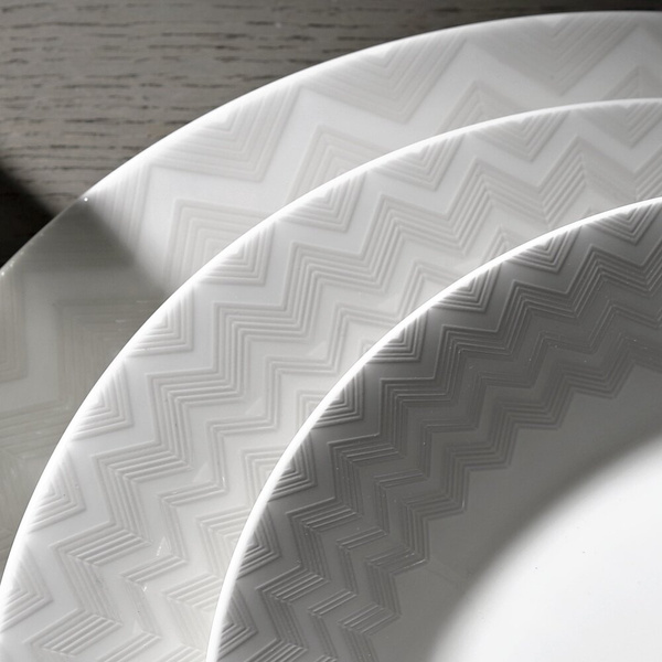Missoni Home dessert plate, from the Zig Zag White collection.