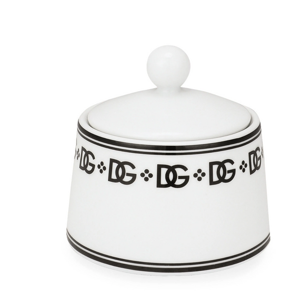 Cukiernica porcelanowa marki Dolce&Gabbana, z kolekcji DG Logo