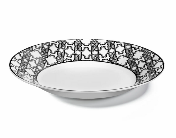 Set of six Roberto Cavalli Home soup plates from the Monogram Black collection