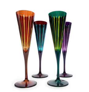 Set of four L'Objet Champagne glasses from the Prism collection