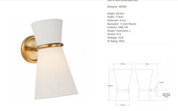 Aerin Clarkson wall lamp by Visual Comfort