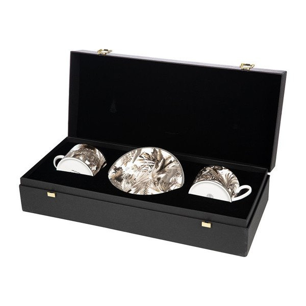 Set of two Roberto Cavalli Home tea cups, from the Tropical Jungle (Black) collection