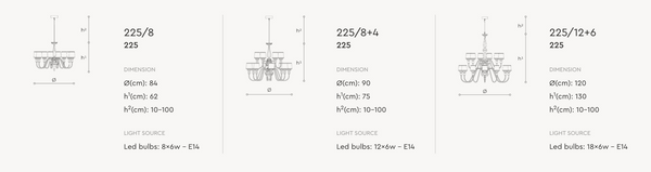 Quarzo chandelier 725/8+4 by Italamp