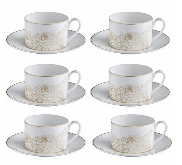 Set of six Roberto Cavalli Home tea cups from the Blooming Roses collection
