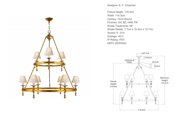 Chandelier E.F Chapman Classic Ring