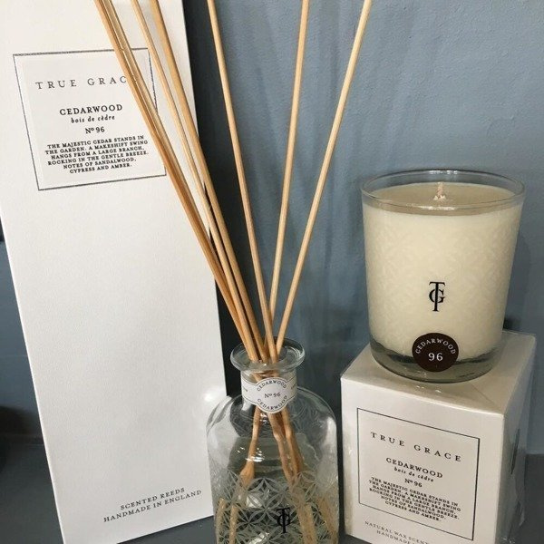True Grace Cedarwood home perfume, from the Village collection