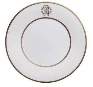 Set of six Roberto Cavalli Home dessert plates, from the Silk (Gold) collection