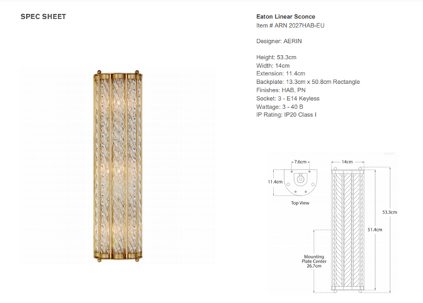 Aerin Eaton wall lamp by Visual Comfort