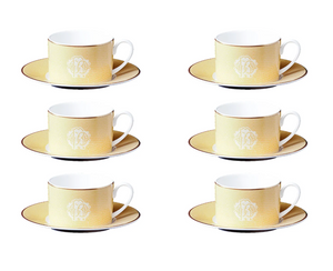 Set of six Roberto Cavalli Home tea cups, from the Lizzard (Gold) collection