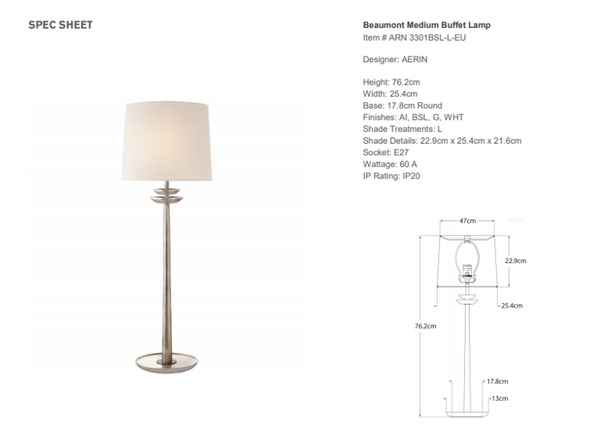 Lampa stołowa Aerin Beaumont Medium