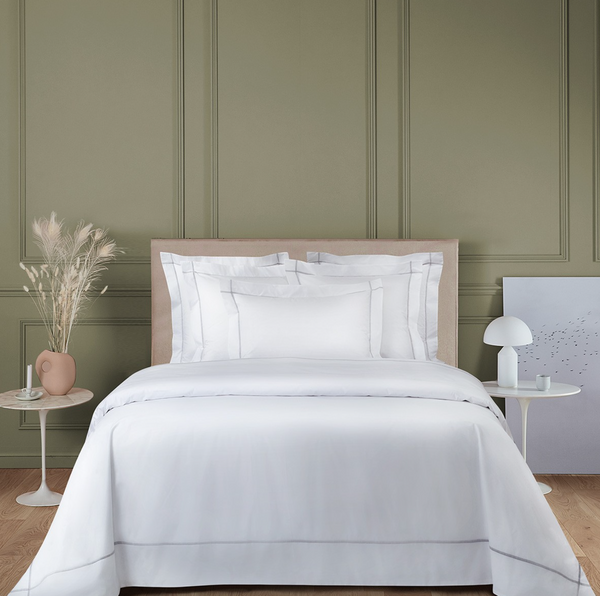 Yves Delorme comforter cover, from the Athena (Silver) collection