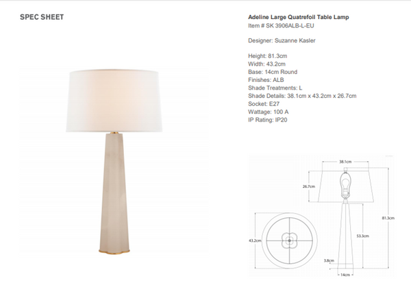 Lampa stołowa Adeline Large projektu Suzanne Kasler marki Visual Comfort