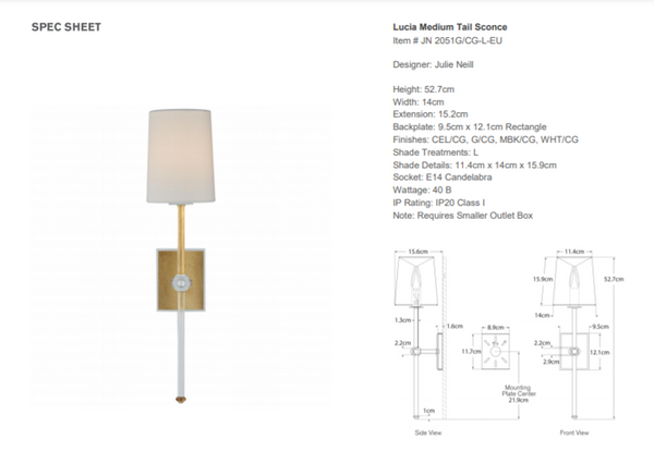 Kinkiet Julie Neill Lucia Medium marki Visual Comfort